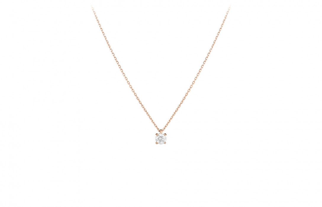 Collier quatre griffes - Or rose 18K (2,00 g), diamant 0,20 ct - Courbet