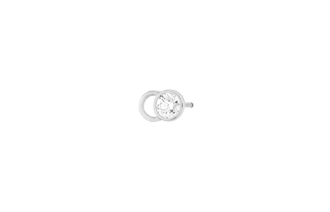 Mono boucle d'oreille puce CO en or blanc - Courbet