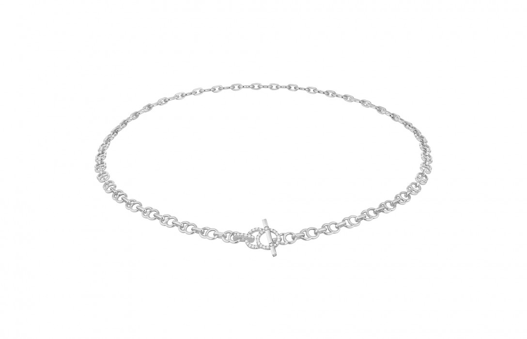 Collier chaîne CELESTE 43cm fermoir pavé en or blanc - P1 - Courbet