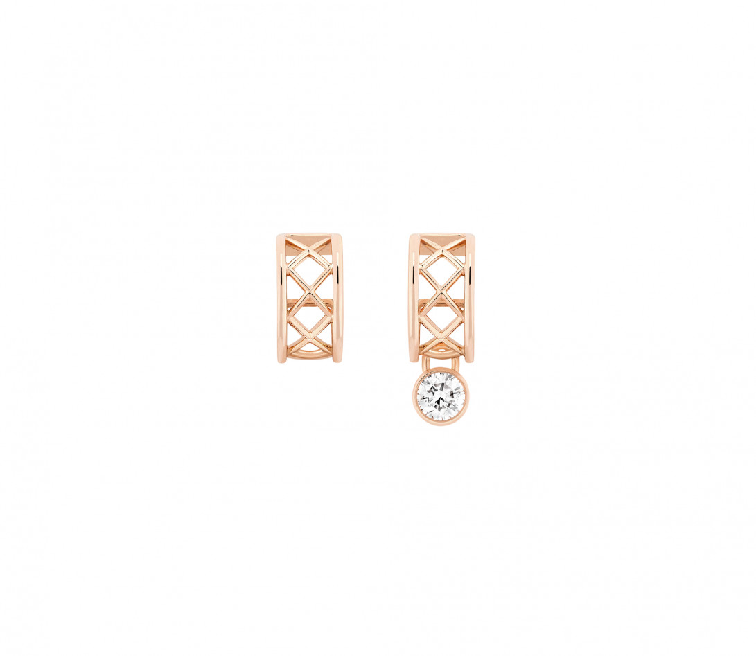 Boucles d'oreilles PONT DES ARTS diamants de synthèse 0,3ct et or rose recyclé 18K - COURBET - vue 1