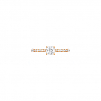 Solitaire 4 griffes ""C"" de Courbet pavé or rose 18K et diamant de synthèse - Courbet