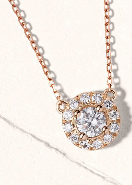 Collier Halo - Or rose 18K (4,00 g), diamants 0,30 ct - Courbet