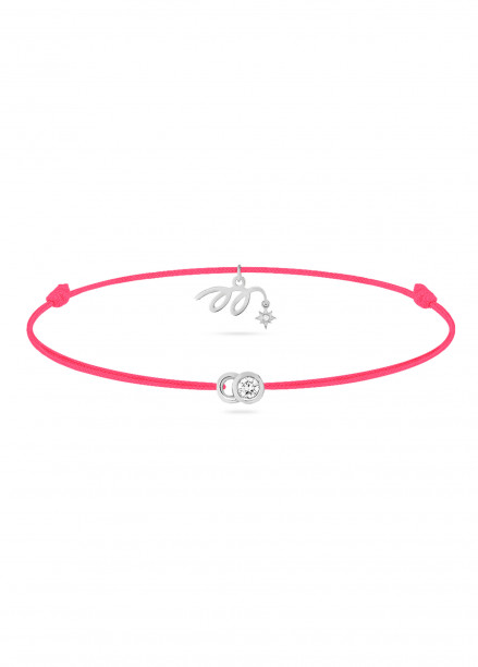 Bracelet cordon LET’S COMMIT MARZIA X COURBET « M » rose fluo en or blanc - packshot vue principale - Courbet