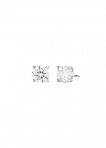 Boucles d’oreilles quatre griffes - Or blanc 18K (2,00 g), 2 diamants 0,60 ct - Courbet