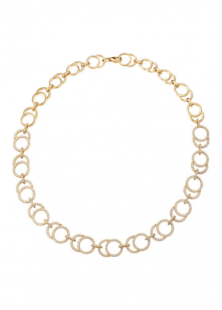 Collier CELESTE pavé en or jaune 18K - Porté - Courbet - Courbet