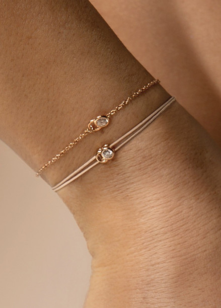 Bracelet cordon LET'S COMMIT beige sable en or rose - - Courbet