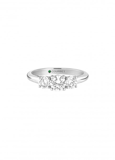 Bague solitaire Trio - Or blanc 18K (4,30 g), 3 diamants 1,45 cts - Courbet