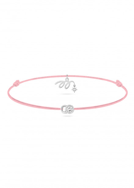 Bracelet cordon LET’S COMMIT MARZIA X COURBET « M » rose ballerine en or blanc - packshot vue principale - Courbet