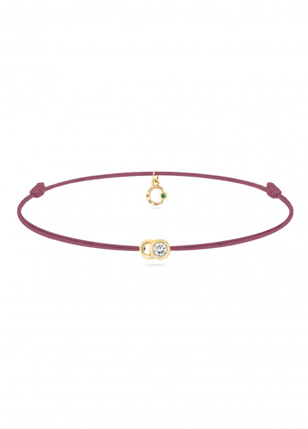 Bracelet cordon LET'S COMMIT bois de rose en or jaune - Face - Courbet