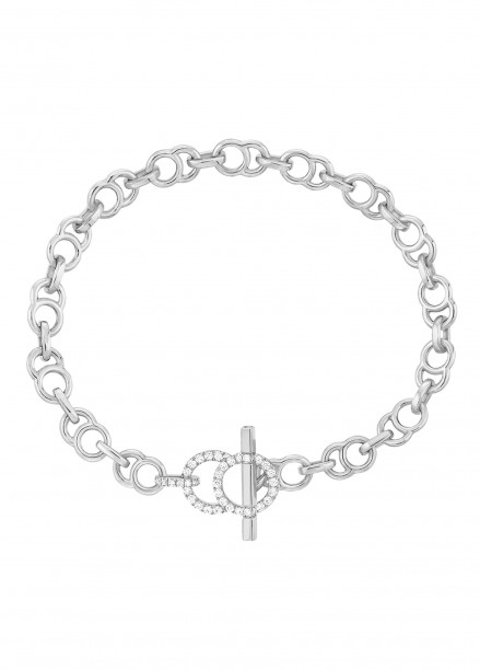 Bracelet chaîne CELESTE fermoir pavé en or blanc - Face - Courbet