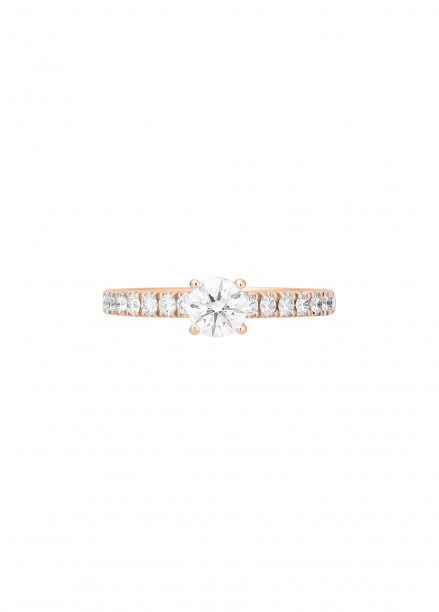 Bague solitaire quatre griffes - Or rose 18K (2,20 g), diamants 0,10 ct - Courbet