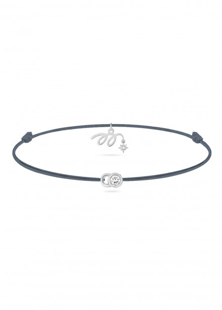 Bracelet cordon LET’S COMMIT MARZIA X COURBET « M » bleu orage en or blanc - packshot vue principale - Courbet