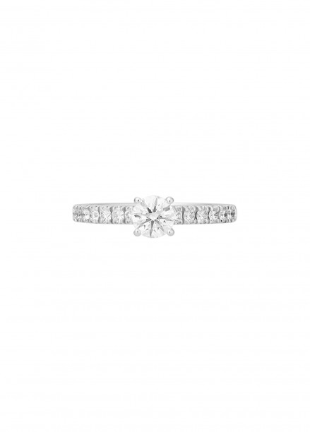 Bague solitaire quatre griffes - Or blanc 18K (2,20 g), diamants 0,10 ct - Courbet