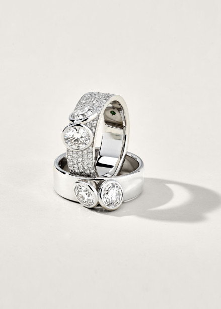 Bague 2 Courbet - Or blanc 18K (7,00g), 2 diamants 1ct - Courbet