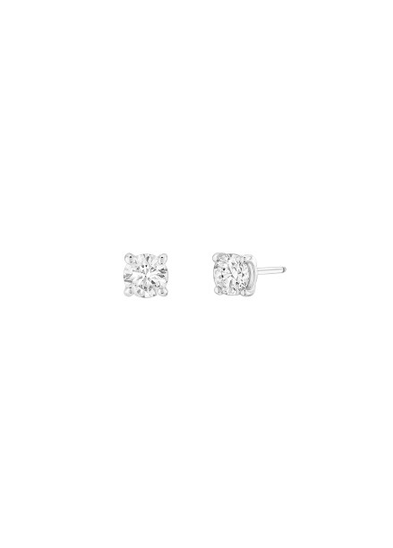 Boucles d’oreilles quatre griffes - Or blanc 18K (2,00 g), 2 diamants 0,60 ct - Courbet