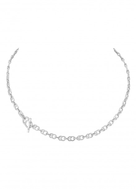 Collier chaîne CELESTE 38cm fermoir pavé en or blanc - P1 - Courbet