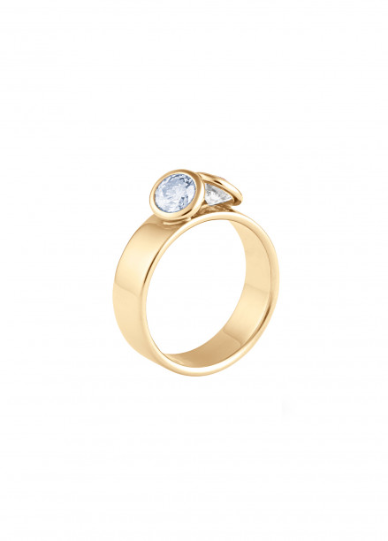 Bague 2 Courbet - Or jaune 18K (7,00g), 2 diamants (1 bleu) 1ct - Courbet