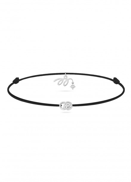 Bracelet cordon LET’S COMMIT MARZIA X COURBET « M » noir carbone en or blanc - packshot vue principale - Courbet