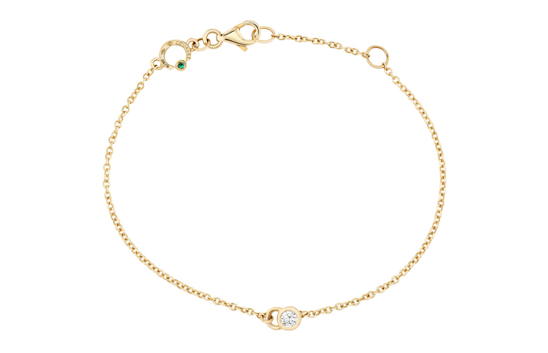 Bracelet chaîne CO en or Jaune 18K recyclé et diamants de synthèse - Courbet - Vue 1 - Courbet