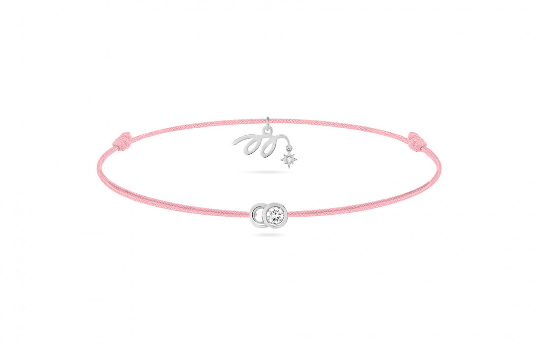 Bracelet cordon LET’S COMMIT MARZIA X COURBET « M » rose ballerine en or blanc - packshot vue principale - Courbet