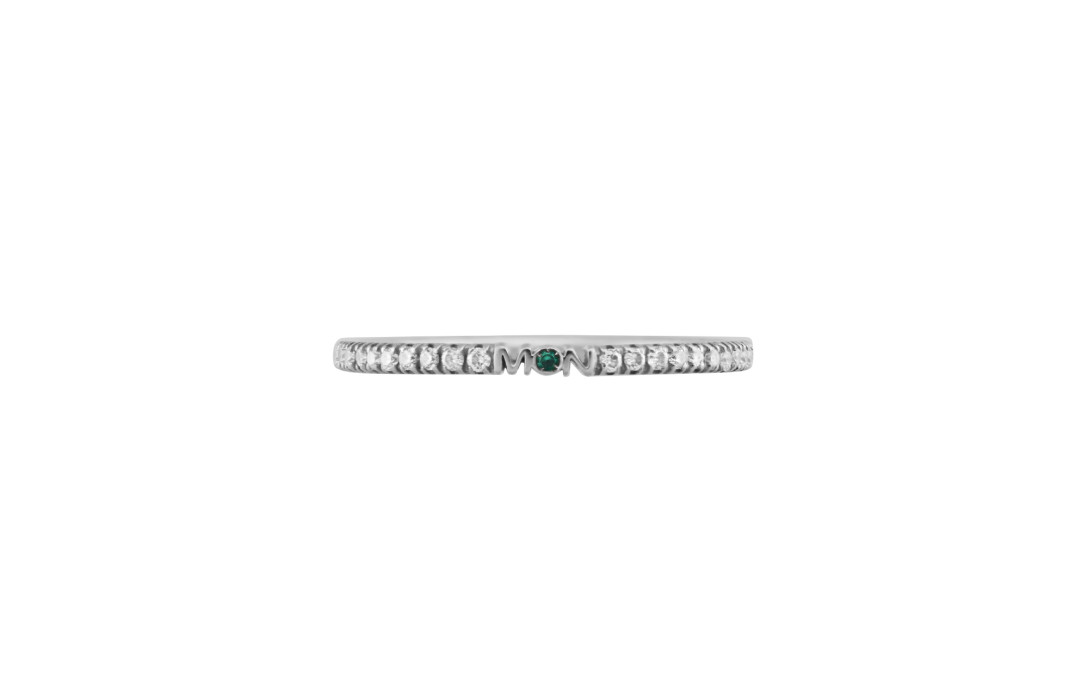 Alliance demi-pavée (1,4 mm) - Or blanc 18K (1,00 g), diamants 0,15 ct - Courbet