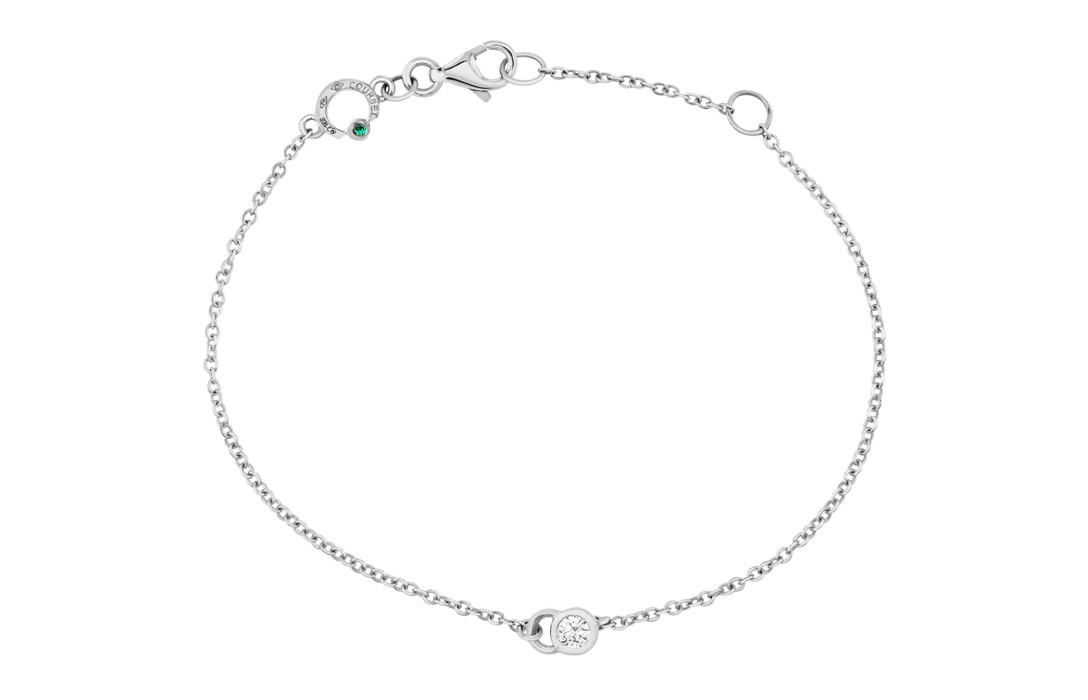 Bracelet CO - Or blanc 18K (1,50 g), diamant 0,1 carat - Courbet