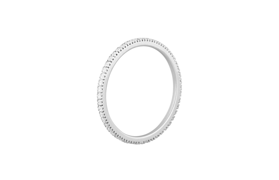 Alliance full-pavée (1 mm) - Or blanc 18K (1,00 g), diamants 0,30 ct - Courbet