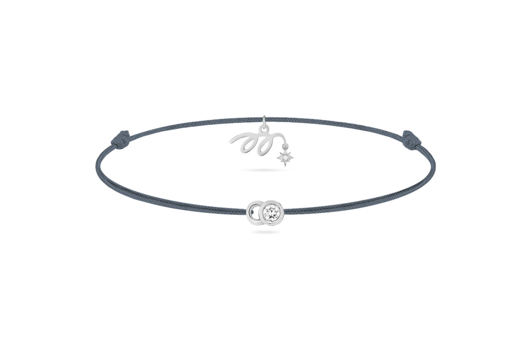 Bracelet cordon LET’S COMMIT MARZIA X COURBET « M » bleu orage en or blanc - packshot vue principale - Courbet