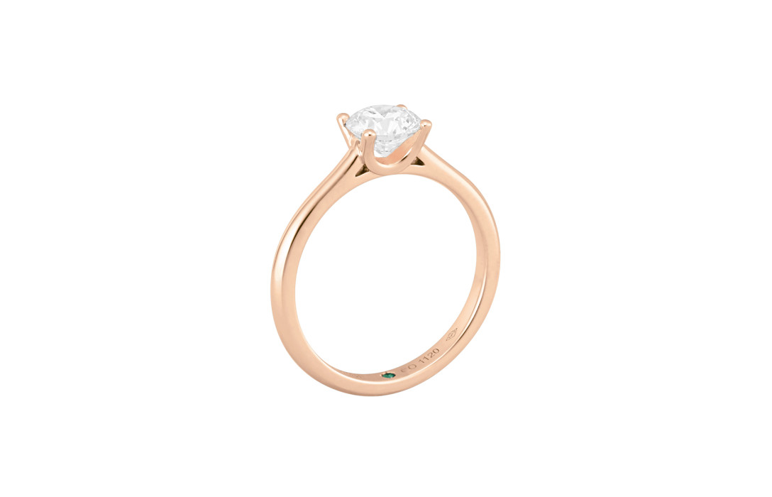 Solitaire 4 griffes ""C"" de Courbet en or rose 18K et diamant synthétique - Courbet - Courbet