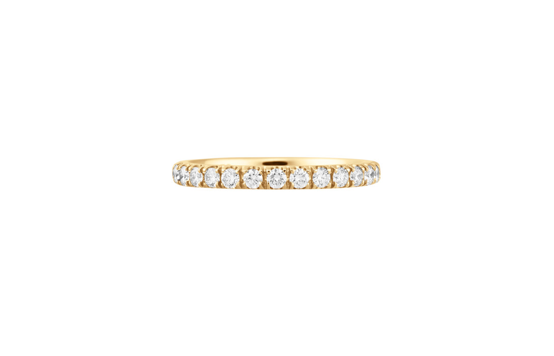 Alliance 1,8 mm demi-pavée en or jaune 18K et diamants de synthèse - Courbet - Courbet