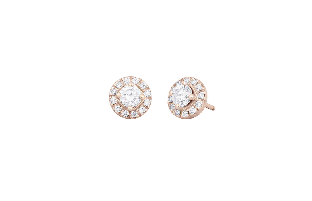 Boucles d'oreilles - Or rose 18K (2,50 g), diamants 0,55 carat - Courbet