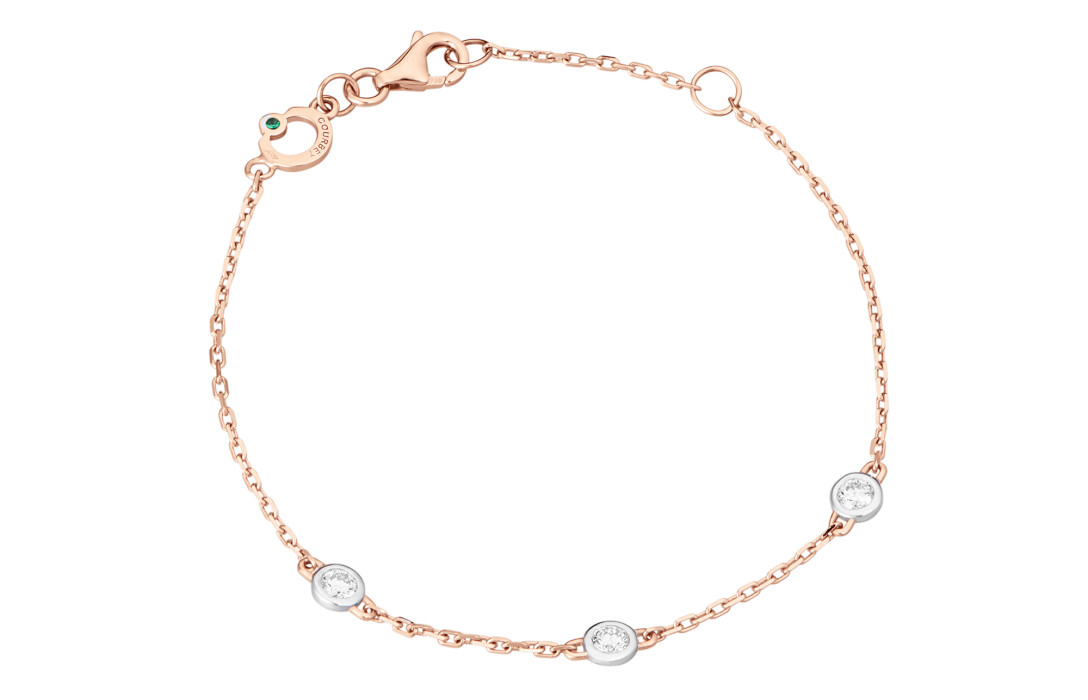 Bracelet Origine - Or rose 18K (1,90 g), 3 diamants 0,30 carat - Courbet