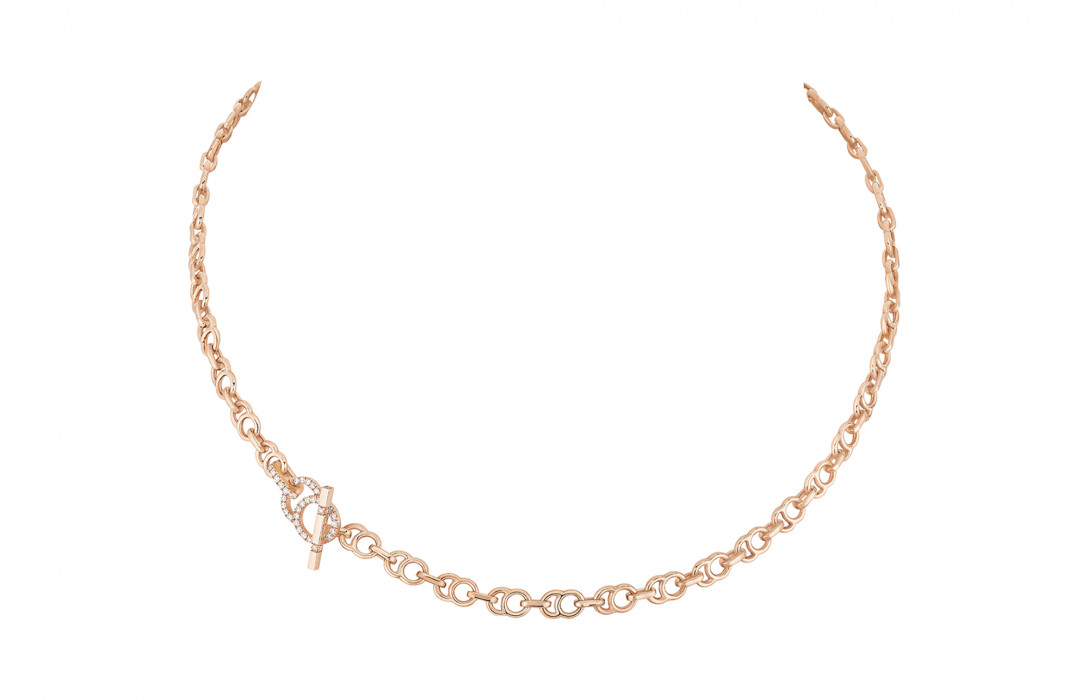 Collier chaîne CELESTE 38cm fermoir pavé en or rose - P1 - Courbet