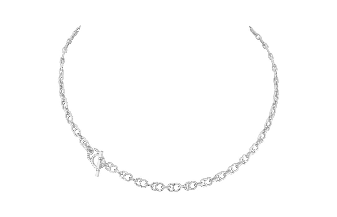 Collier chaîne CELESTE 38cm fermoir pavé en or blanc - P1 - Courbet