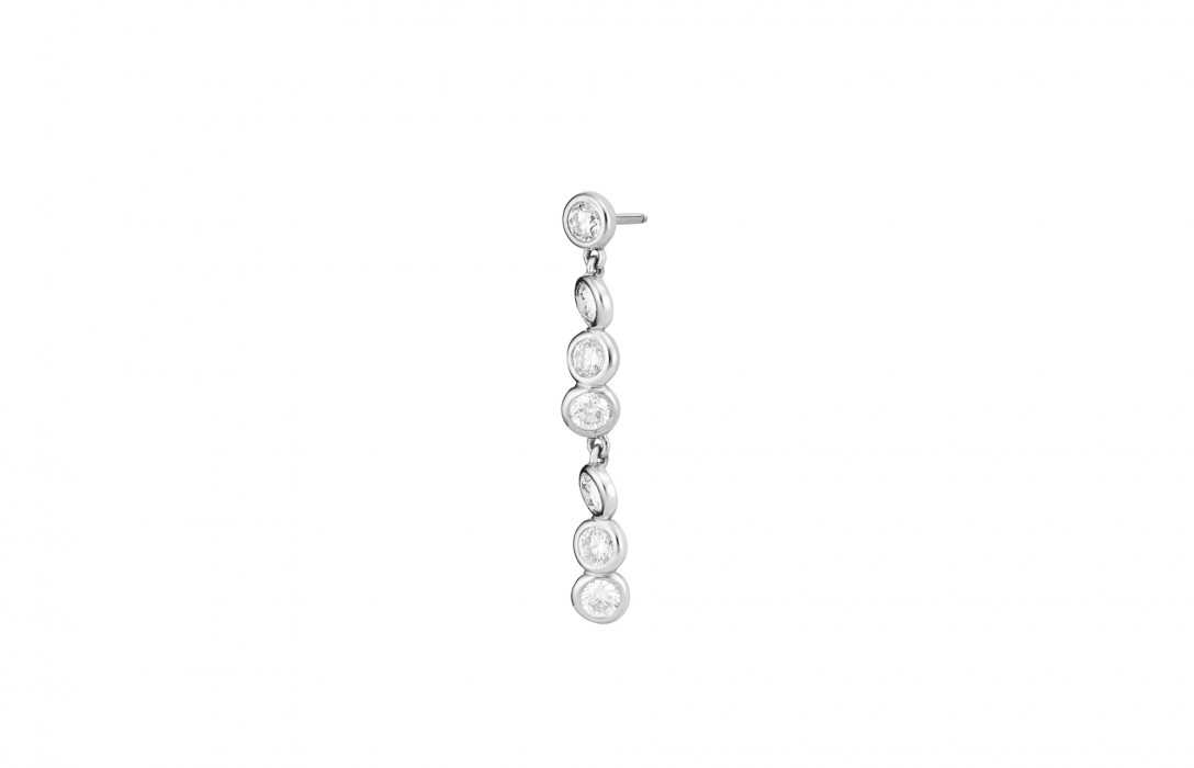 Mono boucle d'oreille pendante ORIGINE 2 Courbet double en or blanc 18K - Vue 1 - Courbet