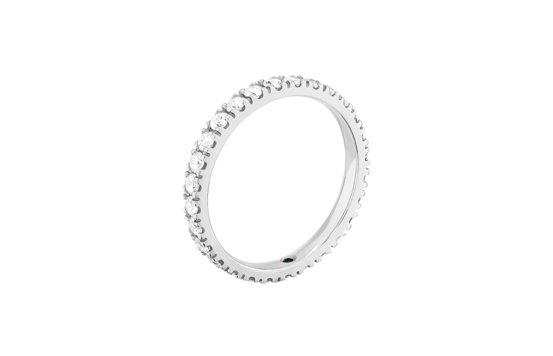 Alliance 2,3 mm pavée en or blanc - Face - Courbet