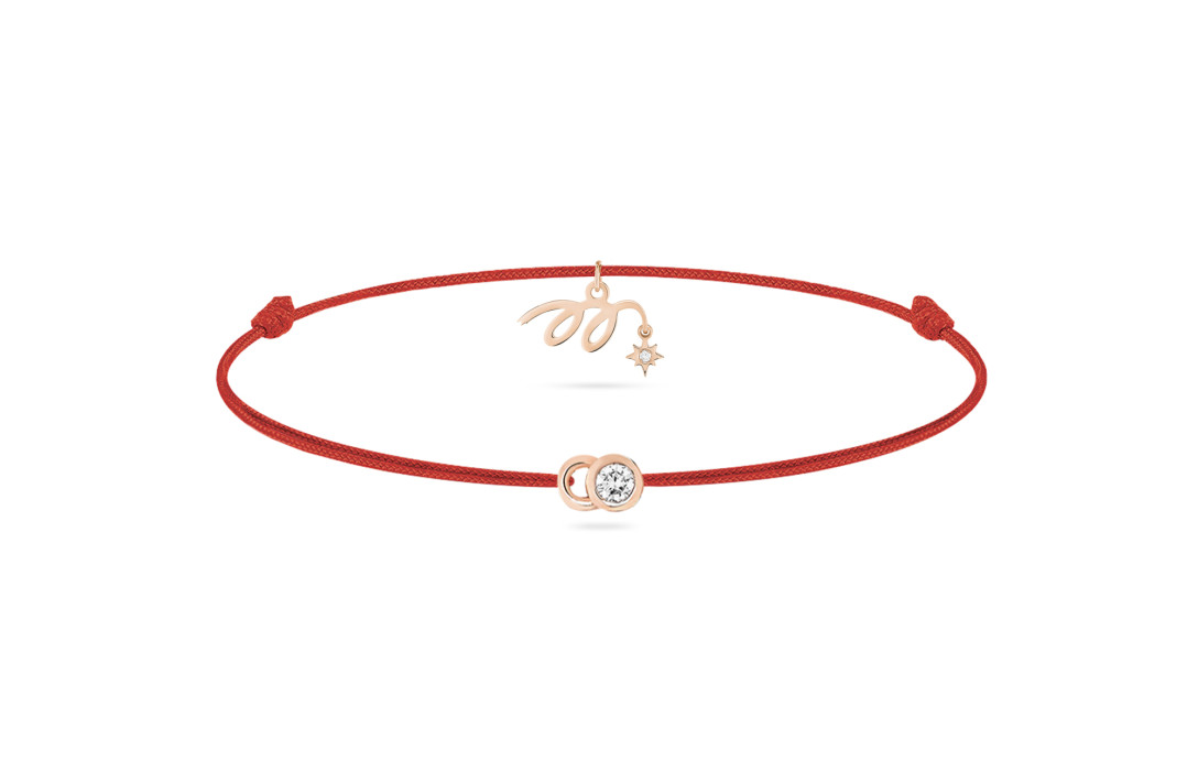 Bracelet cordon LET’S COMMIT MARZIA X COURBET « M » rouge carmin en or rose - packshot vue principale - Courbet