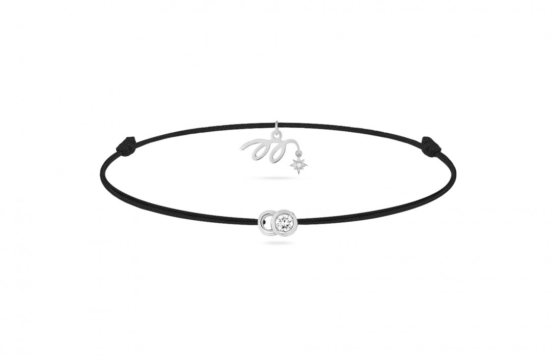 Bracelet cordon LET’S COMMIT MARZIA X COURBET « M » noir carbone en or blanc - packshot vue principale - Courbet