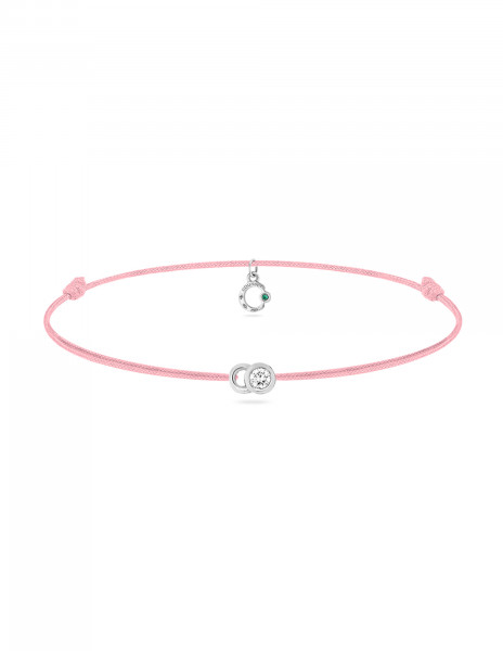 Bracelet cordon LET'S COMMIT rose ballerine en or blanc - Face - Courbet