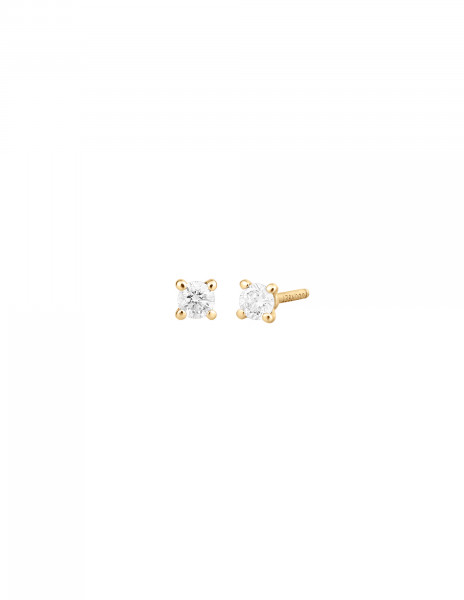 Boucles d’oreilles quatre griffes - Or jaune 18K (1,00 g), 2 diamants 0,20 ct - Courbet