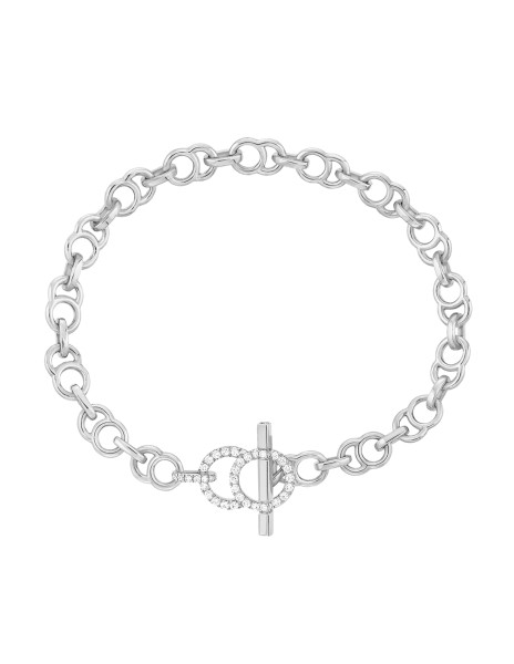 Bracelet chaîne CELESTE fermoir pavé en or blanc - Face - Courbet