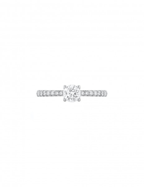 Solitaire 4 griffes ""C"" de Courbet pavé or blanc 18K et diamant de synthèse - Courbet - Courbet