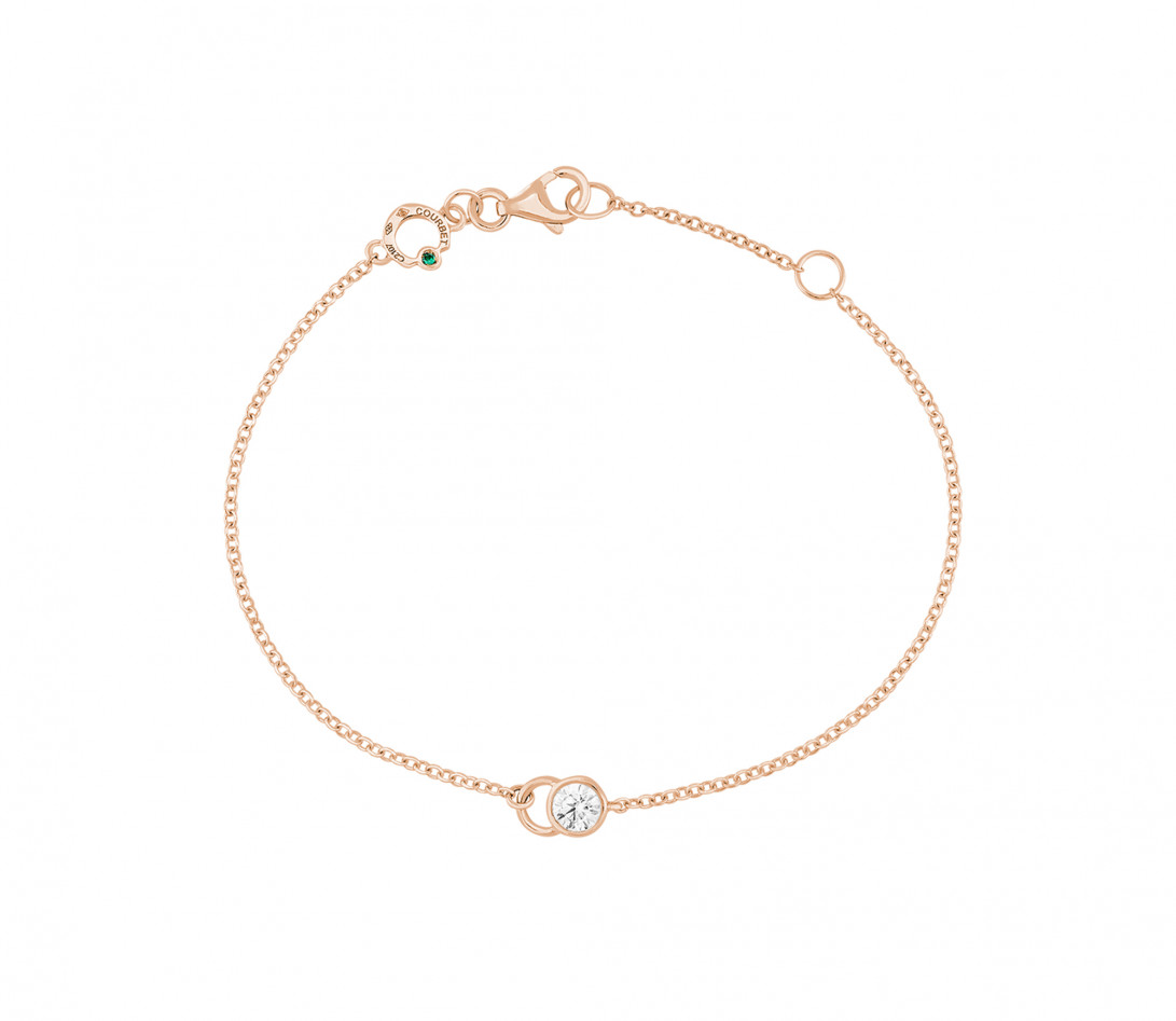 Bracelet CO - Or rose 18K (1,50 g), diamants 0,1 cts - Vue 1