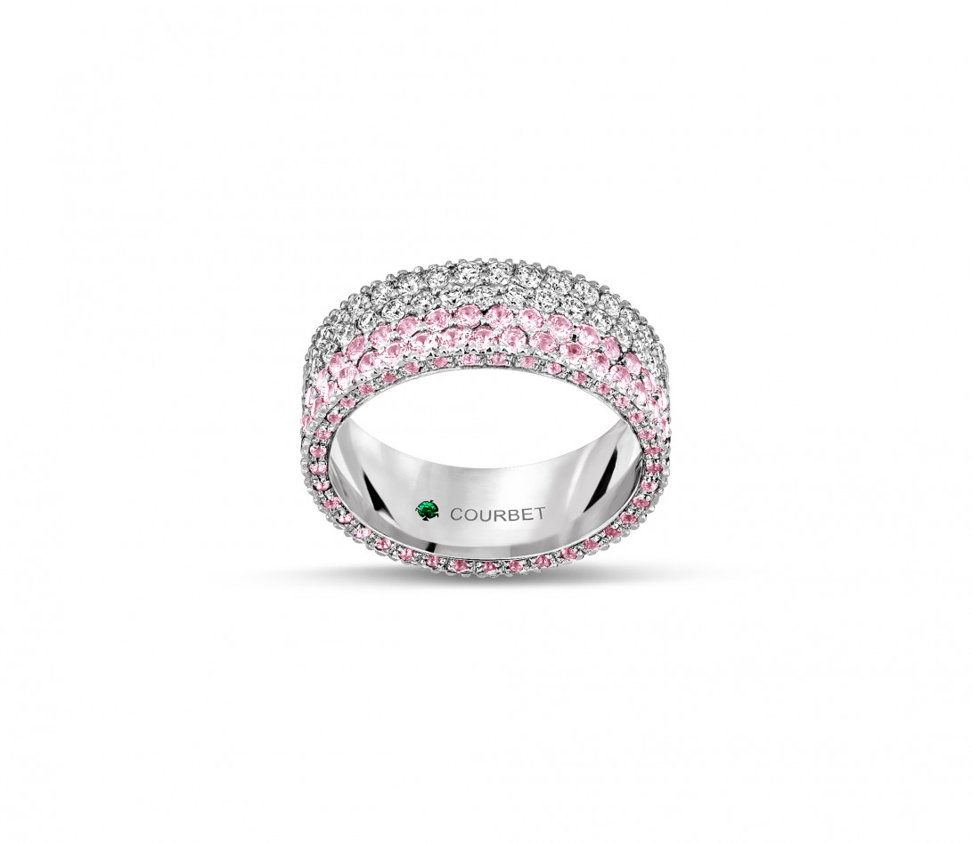 Bague TENNIS pavée PM rose et blanc en or blanc - vue 3