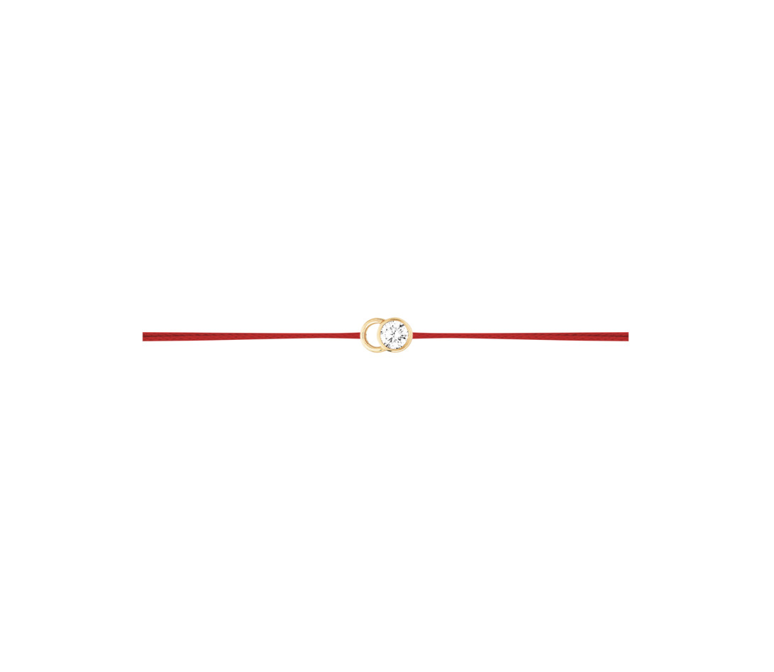 Bracelet cordon LET'S COMMIT rouge carmin en or jaune - Profil