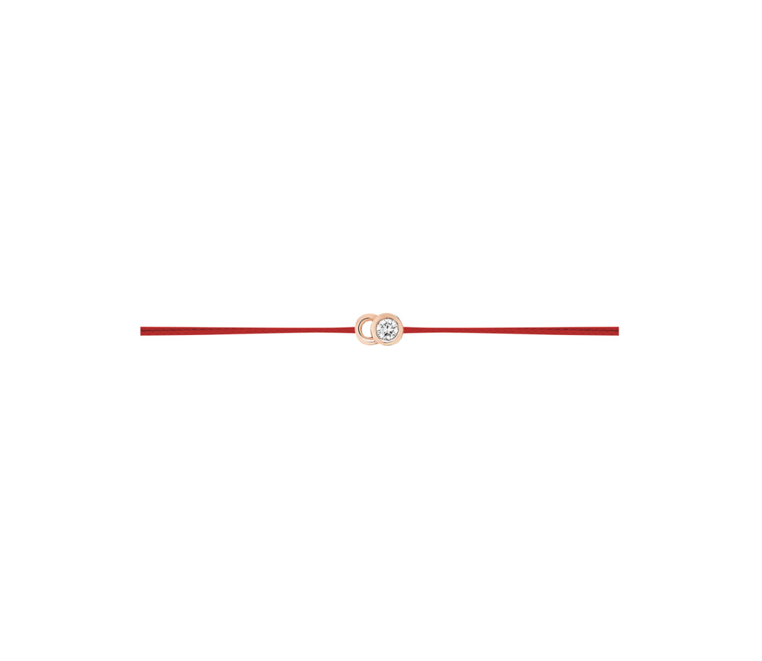 Bracelet cordon LET'S COMMIT rouge carmin en or rose - Profil