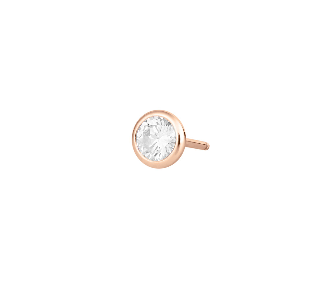 Mono boucle d'oreille puce ORIGINE en or rose 18K recyclé et diamant de synthèse 0,3ct - Courbet - Vue 1