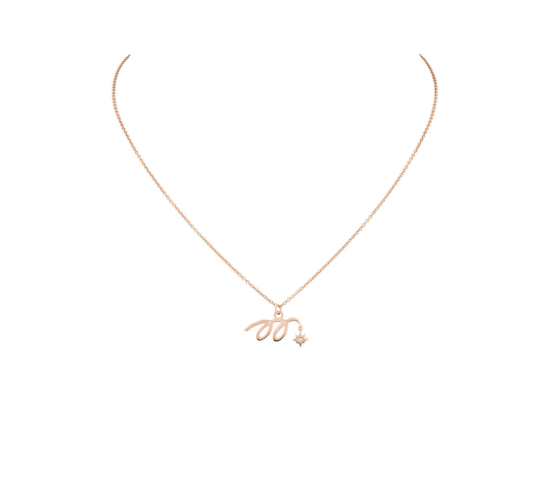 Collier pendentif MARZIA X COURBET « M » en or rose - packshot 1 - Courbet