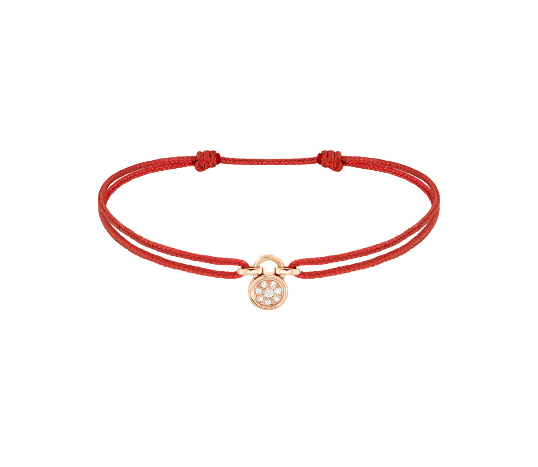 Bracelet cordon PONT DES ARTS rouge carmin en or rose - COURBET