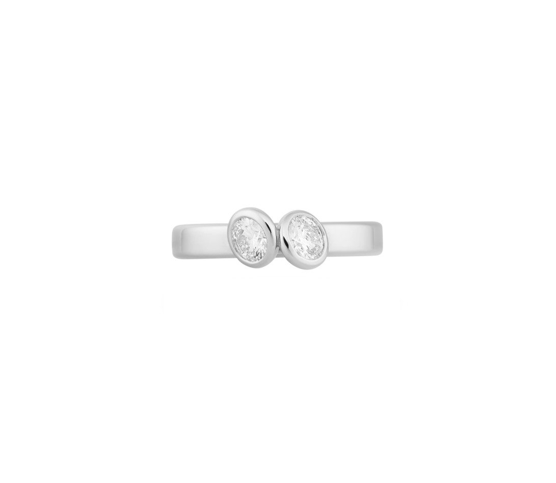 Bague 2 Courbet - Or blanc 18K (3,50g), 2 diamants 1ct - Vue 3